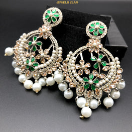 Stunning Pearl Drop Earrings(Green)