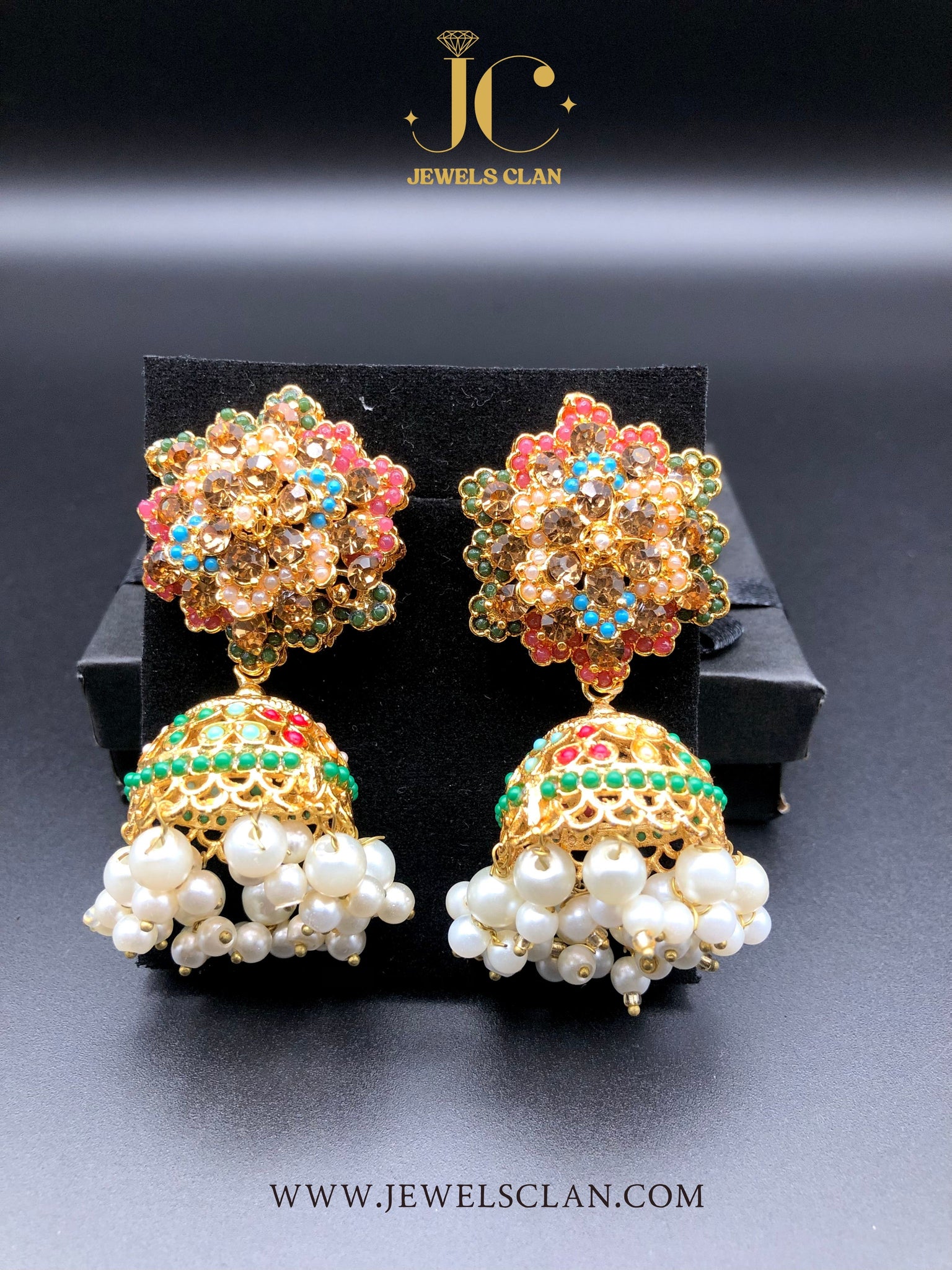 Floral Jhumka Earrings(Champagne)