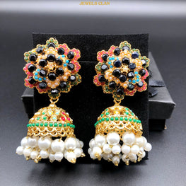 Floral Jhumka Earrings(Black)