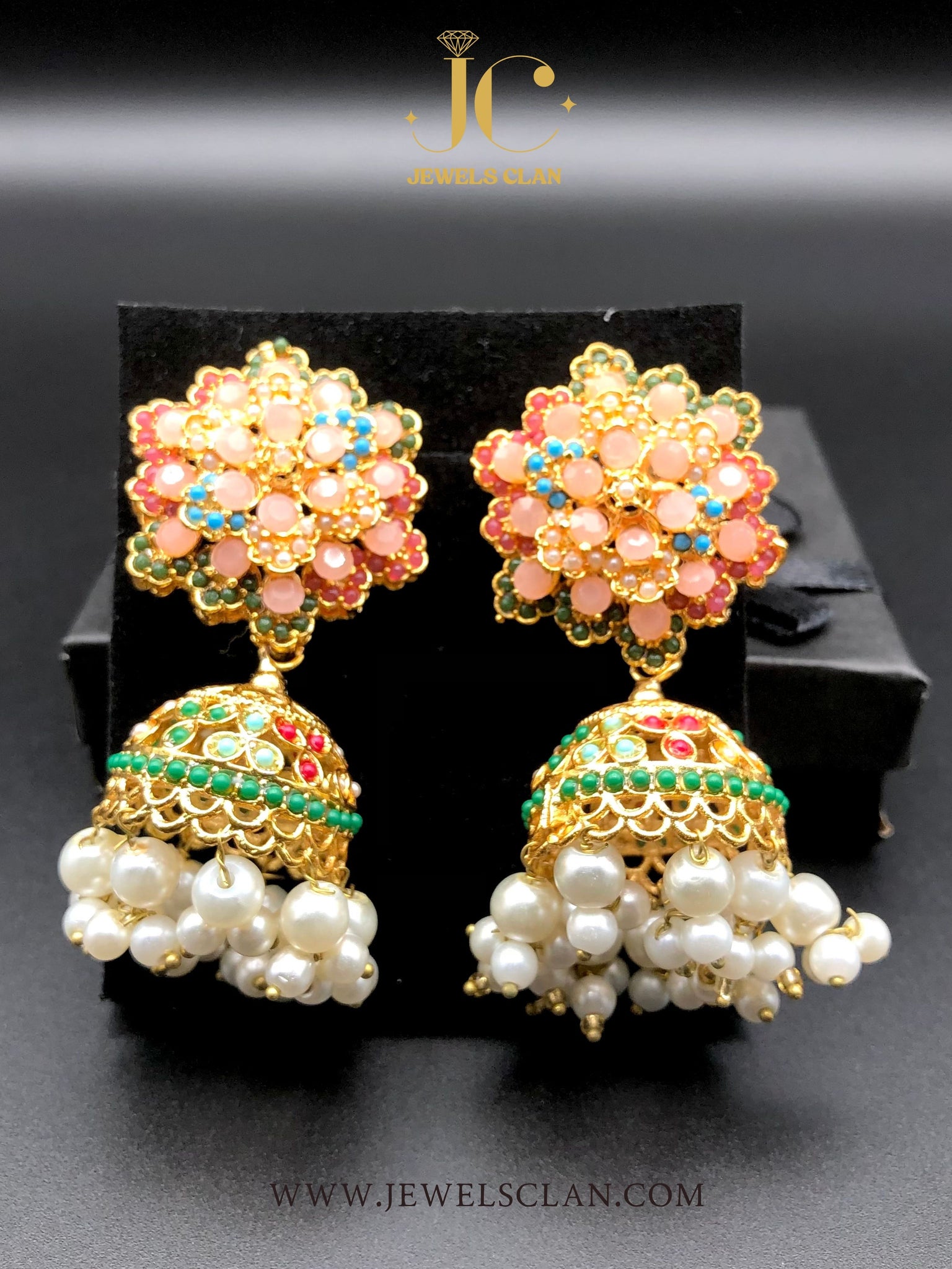 Floral Jhumka Earrings(Pink)