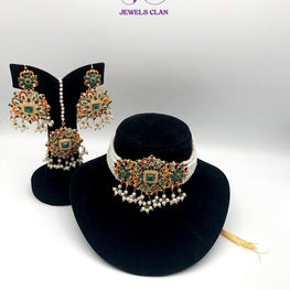 Antique Naurattan Choker Set(Green)