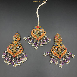 Cult Classic Naurattan Earrings/Tika Set