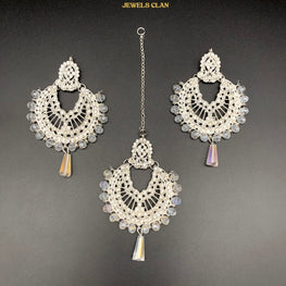 Crystal Chandelier Earrings/Tikka Set